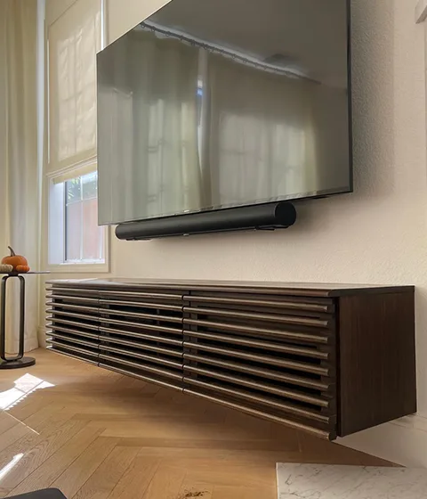 floating shelves & accent lighting